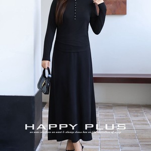 Falda Midi de Punto en Línea A Runqi, Talla Grande, Cintura Alta, Color Sólido Marrón Negro, Poliéster, Falda de Otoño Invierno para Mujer - Product Image 5