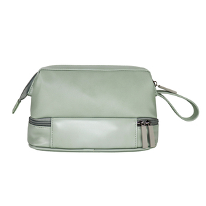 Sac de toilette de voyage de luxe en cuir PU double couche 5 #   Fermeture éclair imperméable, motif pierre, design tendance, grande capacité personnalisée - Product Image 4