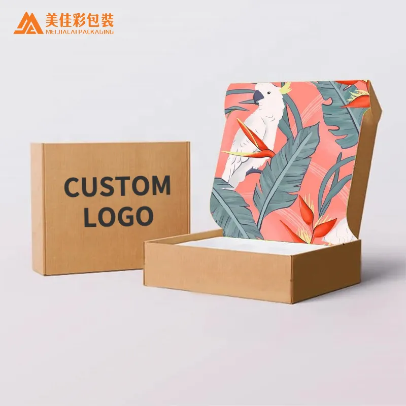 Logo personalizzato/di Lusso stampato ondulato pieghevole di carta kraft scatola di imballaggio di cartone trasporto libero mailer scatole