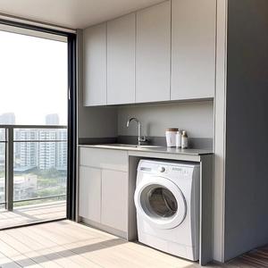 Mueble <span class=keywords><strong>de</strong></span> Almacenamiento para Lavadora y Secadora, Combinado, <span class=keywords><strong>de</strong></span> <span class=keywords><strong>Aluminio</strong></span>, Anti-UV, Impermeable, Personalizado, para Balcón Abierto o Área <span class=keywords><strong>de</strong></span> Servicio Familiar - Product Image 2