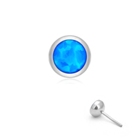 Anting-anting tusuk titanium ASTM F136 grosir, model labret bezel opal untuk bibir, telinga, dan tragus, perhiasan tubuh modis.