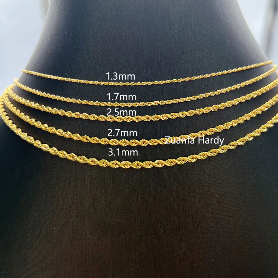 AU75018カラットピュアゴールドロープチェーンネックレス