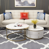 Mobilier de maison moderne de luxe, table basse extensible avec cadre en acier inoxydable doré