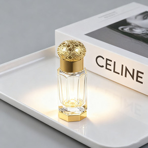 Bottiglia di Vetro Vuota per Olio di Profumo <span class=keywords><strong>con</strong></span> Tappo a Vite Inciso, Forma Ottagonale, Stile Arabo, <span class=keywords><strong>con</strong></span> Bastoncino in Vetro - Product Image 1