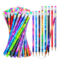 Crayons de papeterie en bois personnalisés 24 pièces, crayons à dessin pour enfants avec gomme pour l'école