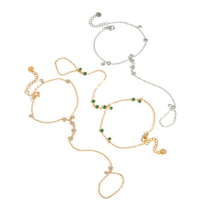<span class=keywords><strong>Gioielli</strong></span> per Donne, Bracciale da Dito in Acciaio Inossidabile Americano con Zircone Verde, Anello di Lusso Leggero, Placcato Elettroliticamente, Non Sbiadisce - Product Image 5