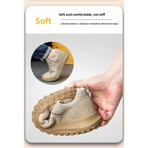Low-top Toe Kevlar Outsole Lace-up Insulated Non-slip Soft Sole Mesh Leather Safety Shoes Anti-smash Anti-puncture Construction - Product Image 3