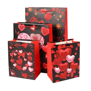 Новинка, недорогая подарочная упаковка на День святого Валентина, сумка для плота, сумка для поделок в форме сердца, складная бумажная упаковка
