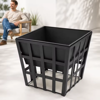 Brasero carré en fer noir avec treillis, foyer extérieur en métal pour bois, idéal pour patio, jardin et cour arrière