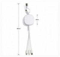 Kabel Pengisi Daya USB Multifungsi 6-in-1 Retraktil Putih Baru dengan Logo Cetak Kustom untuk Hadiah Promosi
