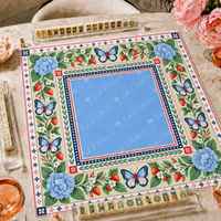 Tapis de Mahjong avec motif Jardin de papillons et Hortensias, Tapis de table de Mahjong avec jeu de Mahjong