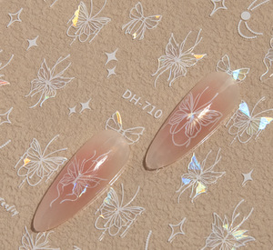 Nouveaux autocollants pour ongles 3D laser argentés, papillons creux, autocollants adhésifs pour ongles - Product Image 6