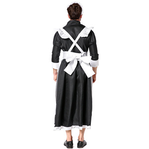 Abito Lungo <span class=keywords><strong>da</strong></span> Cameriera Bianco e Nero XJ per Eventi Annuali, Costumi Divertenti per Spettacoli di Uomini, Ragazzi e Ragazze - Product Image 2