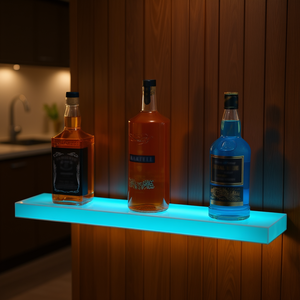 Étagère de bar murale avec éclairage LED en acrylique de 24 pouces, mobilier de bar moderne et contemporain - Product Image 2