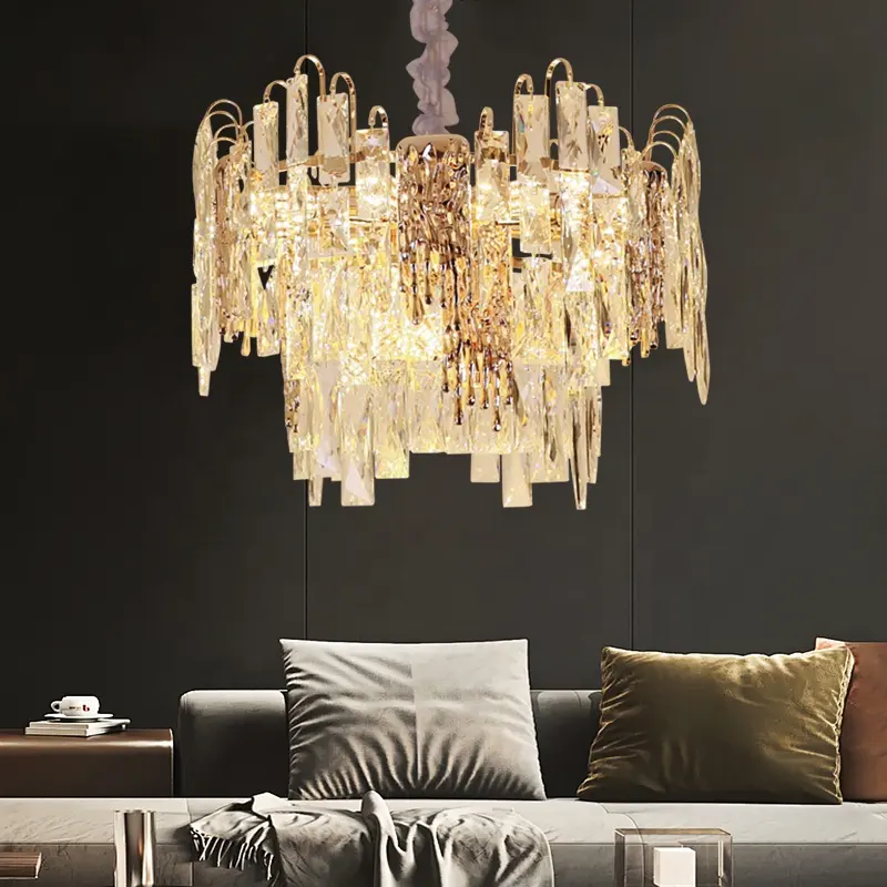 Luxury Crystal LED Ceiling Chandelier Live Room Creative Pendant Lamp Gold Crystal Hanging Lights