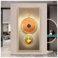 Nouvelle Tendance Moderne Paysage Led Horloge Murale Cristal Porcelaine Peinture Décorative Salon Mur Art Décoration