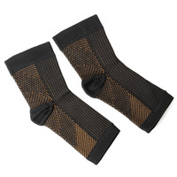 Chaussettes de compression pour le dropshipping, pour femmes et hommes, protection de la cheville, en cuivre et nylon, à bout semi-ouvert, pour le sport, fantaisie et économiques