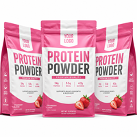 Sachet d'emballage personnalisé pour poudre protéinée à la fraise, rose, avec fermeture éclair, haute saturation, emballage souple pour supplément de lactosérum