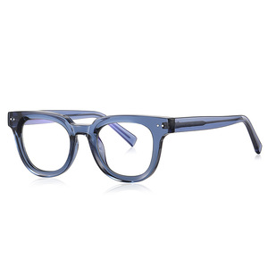 Vintage <strong>Korean</strong>-style Flat-top <strong>Glasses</strong> Solid Gray Simple Rivets Blue Light protection Unisex Polycarbonate CP Insert - Product Image 6