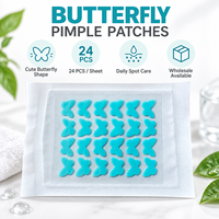 Patchs Hydrocolloïdes Papillon pour Boutons 24 pièces/feuille Formes Personnalisées Couleurs Impression Logo Emballage OEM ODM Fournisseur Grossiste Usine