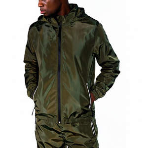 Ensemble survêtement jogging pour homme, veste coupe-vent en nylon uni à capuche, taille plus, nouvelle conception, hiver - Product Image 1