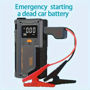 Pompa di gonfiaggio per pneumatici per auto portatile 4-in-1 per avviamento di <span class=keywords><strong>emergenza</strong></span> per auto ripetitore batteria 12V Display digitale Mobile Power Bank 1 anno - Product Image 4