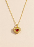 Collar de Lujo Chapado en Oro Vintage con Plata 925 y Granate, Diseño Texturizado en Forma de Corazón para Estilo Urbano, Fiestas y Regalo