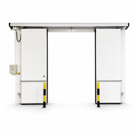 Porte coulissante double pour chambre froide, grande ouverture, isolée, avec rail partagé robuste