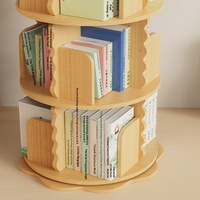 Étagère moderne rotative à 360 degrés en bois massif, support peu encombrant pour livres d'images au sol pour la maison, les étudiants et le salon.