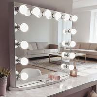 Miroir de maquillage LED moderne avec ampoules haute luminosité, audio Bluetooth, grand miroir clair, design multifonctionnel
