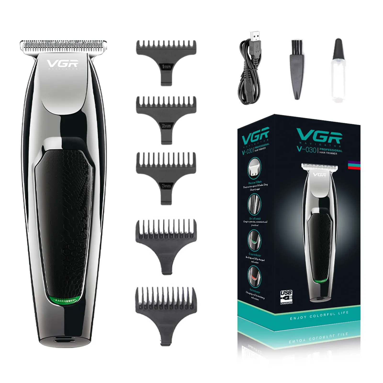 VGR V-030 Hot Selling Hair Cut Machine Cordless Hair Clippers Professional Rechargeable Electric Hair Trimmer For Men