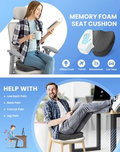 Almofada de Assento Médica para Hemorroidas e Ciática, Almofadas de Pelúcia para Chão/Carro/Escritório/Cadeira de Rodas com Capa Lavável - Product Image 5