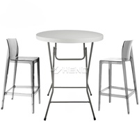 Hochwertige 80cm Hohe Bankett- und Party-Stehbistrotische Weiße Runde Klappbare Cocktailtische aus Kunststoff für Veranstaltungen