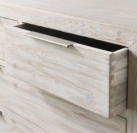 Commode à 5 tiroirs en bois massif de style européen moderne, finition chêne vieilli, pour chambre et salon, meuble de rangement avec tiroirs larges pour la maison
