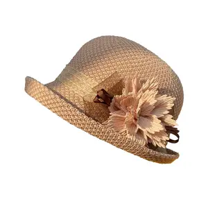 Spring And Summer New Ladies Casual Fashion Sun Hat Outdoor Knitted Rolled Edge Sun Hat