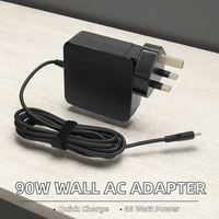 Adaptor AC DC Tahan Api 65W Tipe-C PD3.1 QC3.0 untuk Pemasangan di Dinding dengan Kabel Daya Tetap untuk Router Modem ADSL
