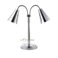 Lampe chauffante alimentaire commerciale en or, chauffe-plat électrique portable avec lampe chauffante alimentaire à 2 têtes autoportante pour la maison et les restaurants