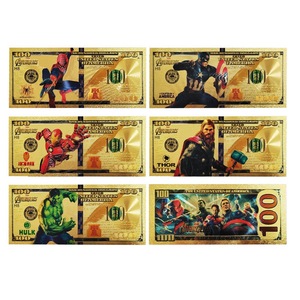 Billete Conmemorativo de los Héroes de <span class=keywords><strong>Marvel</strong></span>, los Vengadores, Iron Man, Deadpool, Papel de Oro, Grabado a Doble Cara, Novedades - Product Image 1