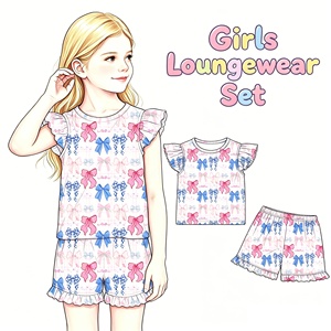 En gros Body bébé imprimé style western en fibre de bambou pour petite fille, robe à manches volantées avec culotte - Product Image 6