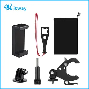 Soporte de montaje de bicicleta de alta calidad, soporte para teléfono móvil, trípode, bolsa de recogida, llave inglesa, tornillo para GoPro Hero 10, 9, 8, 7, 6, 5, 4