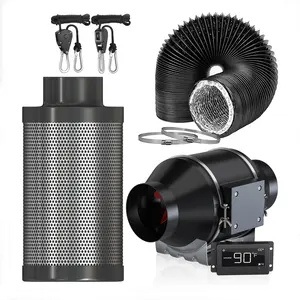 Air Filtration Kit 4 inch 220 CFM Ducted exhaust ventilation Fan with Intelligent Smart Speed Controller and Carbon Filter