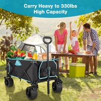 Poussette pliante légère multifonctionnelle avec cadre en métal pour l'extérieur Chariot couvert Wagons de camping Chariot pliable Chariot