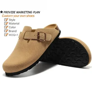 Suede Soft Leather Clogs Classic Cork Clog Antislip Sole Slippers House Sandals Waterproof Custom Mule Shoes Clogs For Women