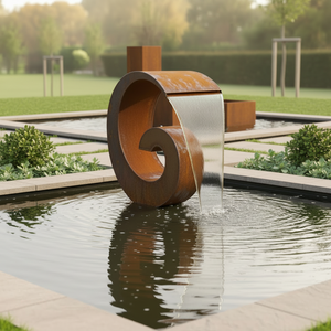 Fontaine d'eau de <span class=keywords><strong>jardin</strong></span> Art Déco WJS en acier Corten avec rotin FE-82523-33 Guangdong Anniversaire - Product Image 1