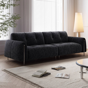 Nouveau canapé en tissu chenille de style italien <span class=keywords><strong>du</strong></span> milieu <span class=keywords><strong>du</strong></span> siècle, rétro, Bauhaus, noir, doux et confortable, canapé droit pour salon - Product Image 2