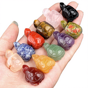 Mini Escultura de Tortuga de Cristal Grabada de 1 Pulgada, Adorno Artesanal de Piedra Semipreciosa, Piedra Curativa - Product Image 4