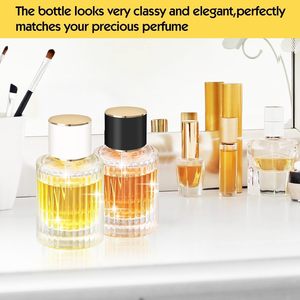 Custom Square <b>Empty</b> 30ml 50ml 100ml Luxury Perfume <b>Bottle</b> Men <b>Spray</b> Vertical Stripe Screen Printed Pump Sprayer - Product Image 4