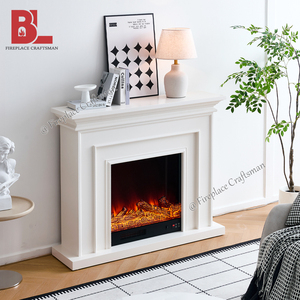 47 po blanc minimaliste moderne autoportant fausse cheminée Mantel Kits <span class=keywords><strong>feu</strong></span> électrique avec cheminée insérer et Surround - Product Image 3