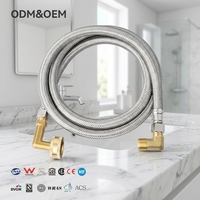 Tuyau d'eau flexible moderne en acier inoxydable tressé de 122 cm, 152 cm, 183 cm, 305 cm, 1/2 pouce pour cuisine et salle de bain