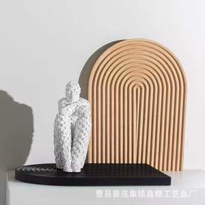 Abstract Geometric Wooden Tray Beech Wood Heat Resistant Decorative Tray For Dining Table Water Ripple Design - Product Image 1
